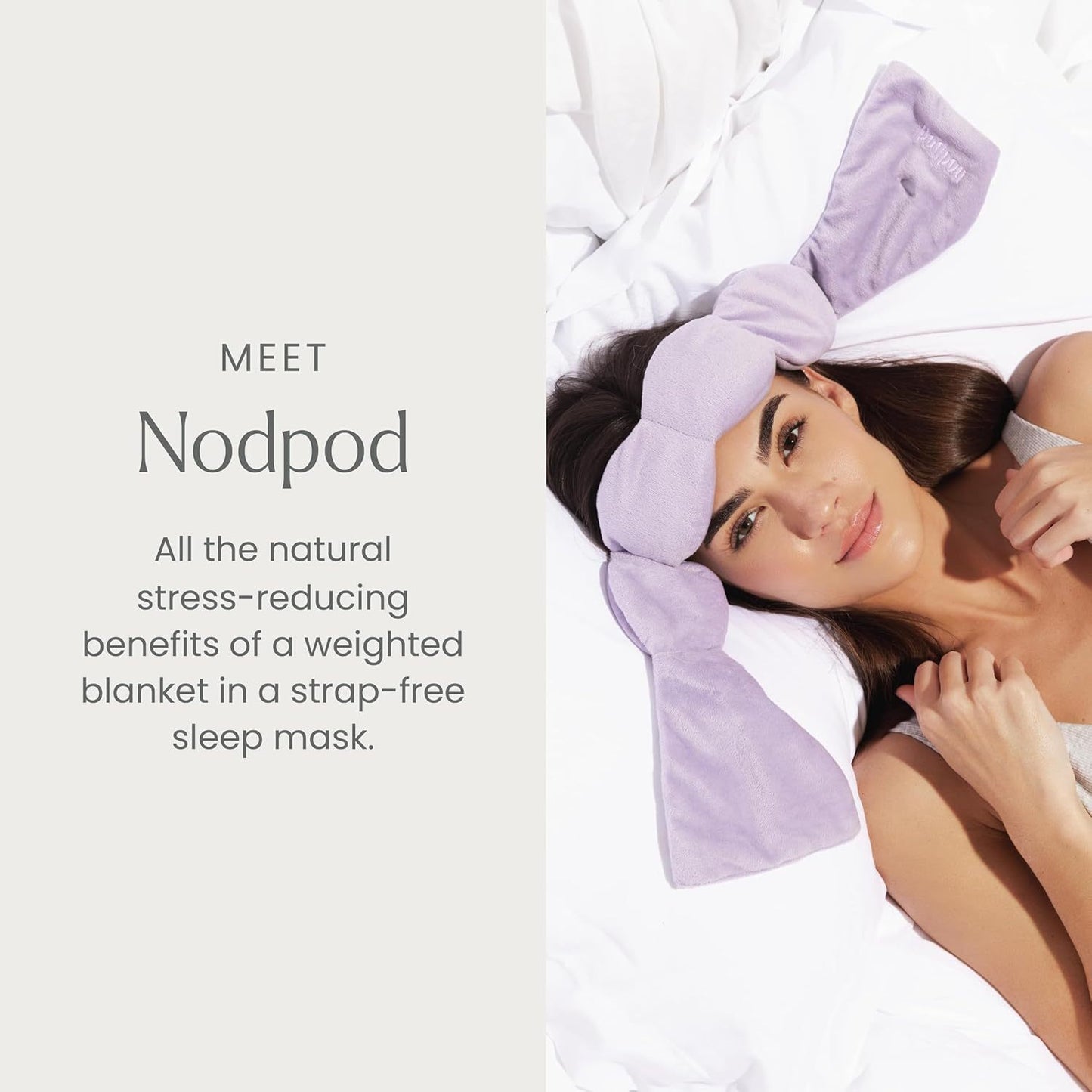 Nodpod Sleep Mask - The Weighted Blanket For Your Eyes, Calming Eyemask for Deep Sleep, Side-Sleeping Friendly, 100% Blackout, Patented Strap-Free Design