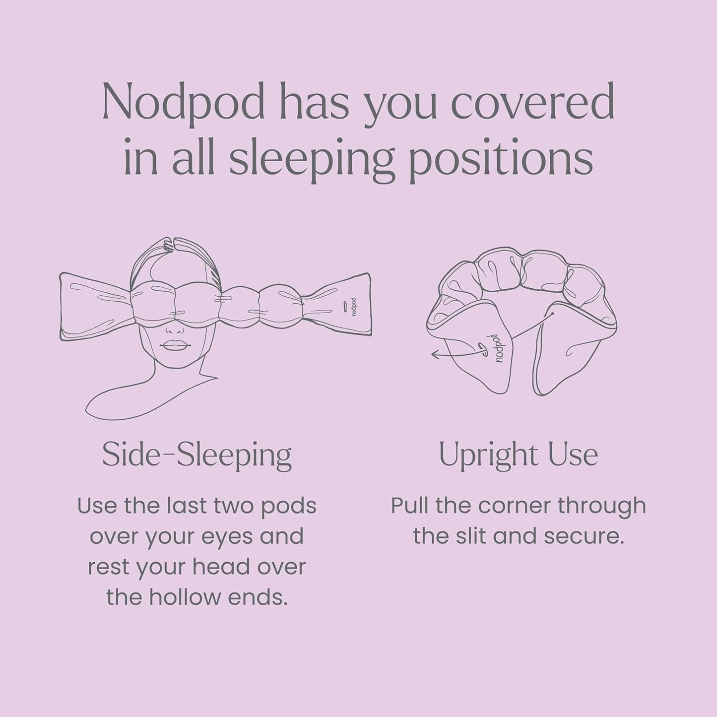 Nodpod Sleep Mask - The Weighted Blanket For Your Eyes, Calming Eyemask for Deep Sleep, Side-Sleeping Friendly, 100% Blackout, Patented Strap-Free Design